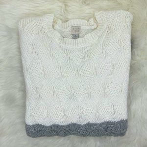 NWOT A New Day Chunky Knit Oversized Color Block Sweater, Gray / White, Large